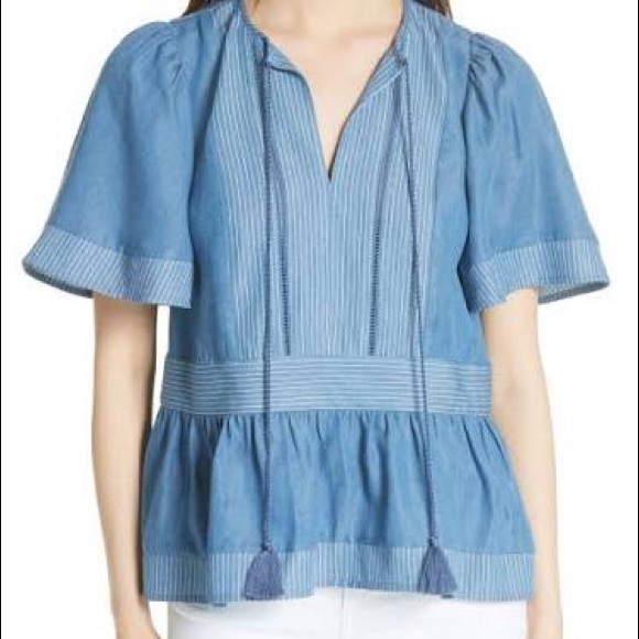 Kate Spade Indigo Railroad Chambray top - Picture 3 of 7